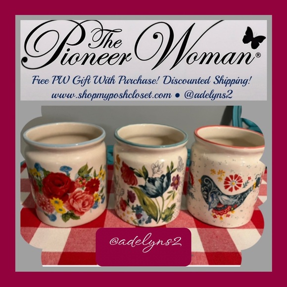 The Pioneer Woman Other - 🌺 EUC The Pioneer Woman Mini Utensil Crocks, Set of 3